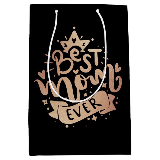 Beste mama ooit Roos GoldBlack Moederdag medium Medium Cadeauzakje (Voorkant)