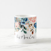 Beste mama ooit roze en blauwe Waterverf bloemen Koffiemok (Center)