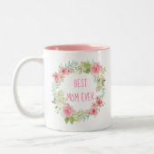 "Beste mama ooit" Roze Floral Mok (Links)