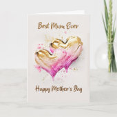 Beste mama ooit roze gouden harten Moederdag Feestdagen Kaart (Voorkant)