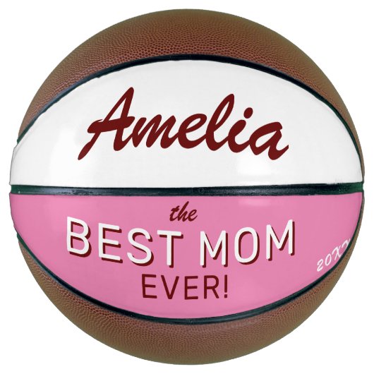 Beste mama ooit roze moeders dag aangepaste naam basketbal (Voorkant)