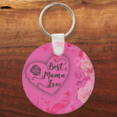 Beste mama ooit roze rozen en vogelbloemen sleutelhanger (Voorkant)