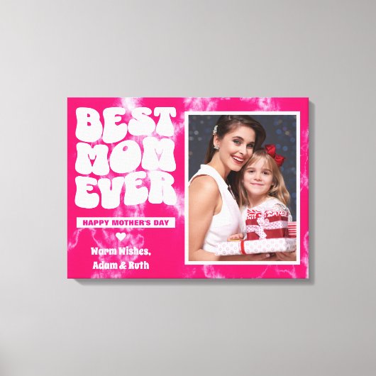 Beste Mama Ooit Roze Tie Dye Foto Moederdag Gift Canvas Afdruk (Voorkant)