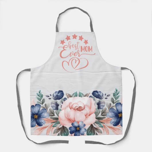 Beste mama ooit Rustic Boho Floral Moederdag Schort (Voorkant)