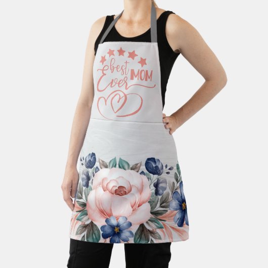 Beste mama ooit Rustic Boho Floral Moederdag Schort (Insitu)