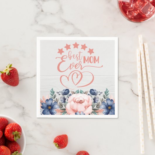 Beste mama ooit Rustic Boho Floral Moederdag Servet (Insitu)