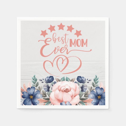 Beste mama ooit Rustic Boho Floral Moederdag Servet (Voorkant)