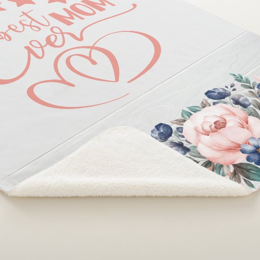 Beste mama ooit Rustic Boho Floral Moederdag Sherpa Deken (3/4)