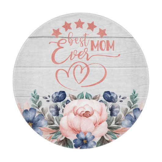 Beste mama ooit Rustic Boho Floral Moederdag Snijplank (Voorkant)