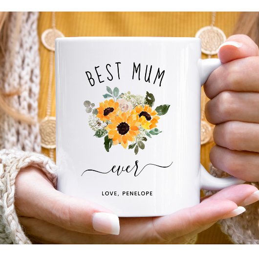 Beste mama ooit |  Rustige zonnebloemen Koffiemok