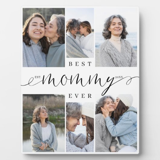 Beste Mama ooit Script 6 Fotocollage Keepsake Fotoplaat (Voorkant)