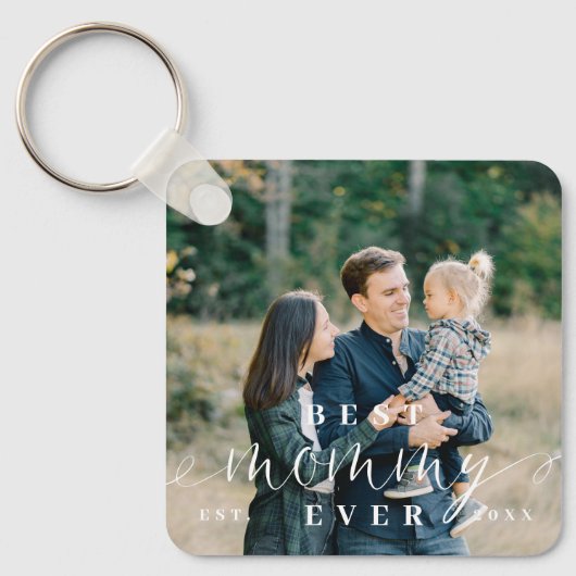 Beste Mama ooit Script Moederdag Foto Keepsake Sleutelhanger (Voorkant)