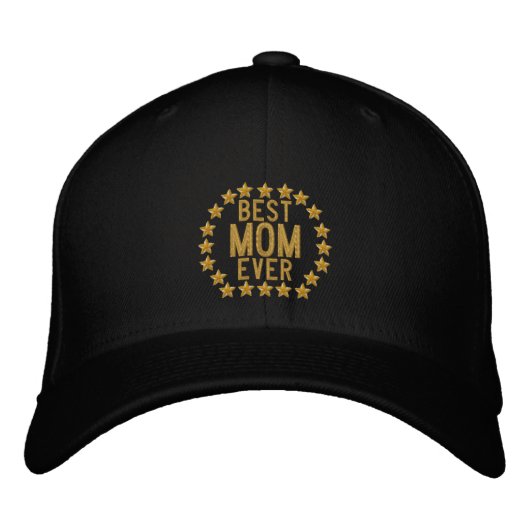 Beste mama ooit SuperMam Stars Embroidery Geborduurde Pet (Voorkant)
