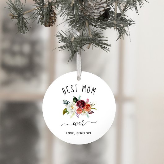 Beste mama ooit | Trendy Bourgogne Boho Floral Fot Ornament
