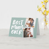 Beste mama ooit trendy foto sage groen Moederdag Kaart (Gele Bloem)