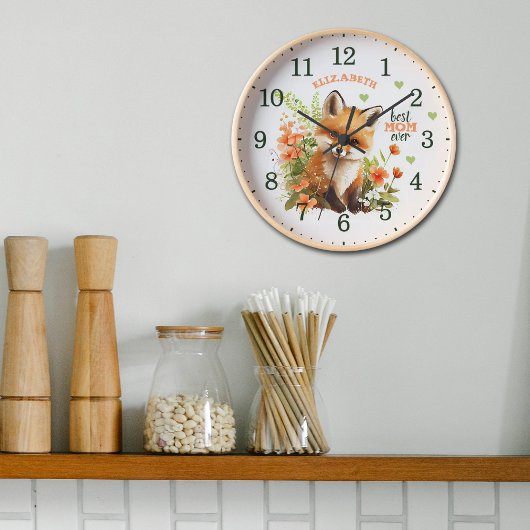 Beste mama ooit Waterverf Cute Fox Wood Wall