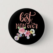 Beste mama ooit. Waterverf Flowers Button (Voorkant)