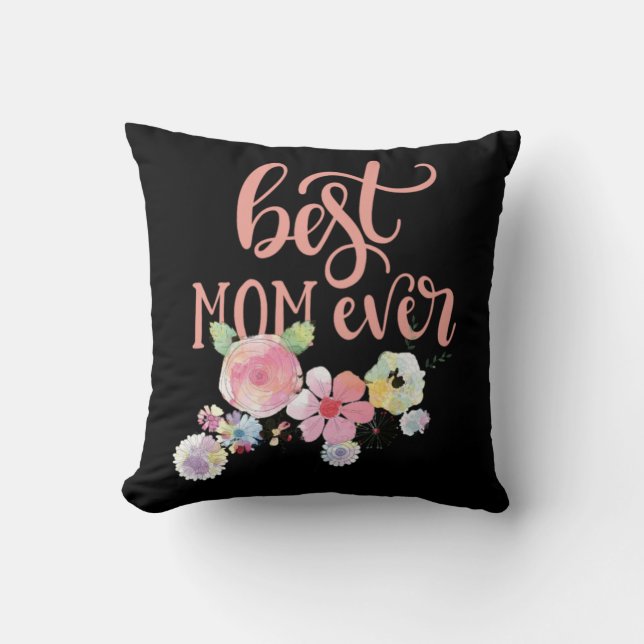 Beste mama ooit. Waterverf Flowers Kussen (Voorkant)