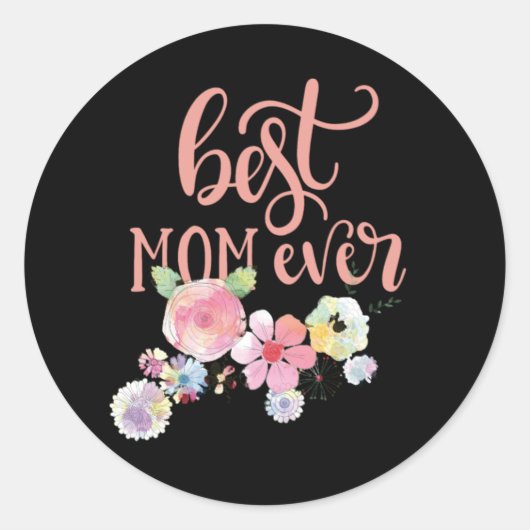 Beste mama ooit. Waterverf Flowers Sticker (Voorkant)