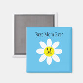 Beste mama ooit White Daisy Sky Blue Single Initia Magneet (Voorkant / Achterkant)