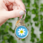 Beste mama ooit White Daisy Sky Blue Single Initia Sleutelhanger (Hand)