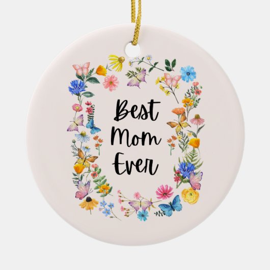 Beste mama ooit  Wildbloemen Boho Moederdag Keramisch Ornament (Voorkant)