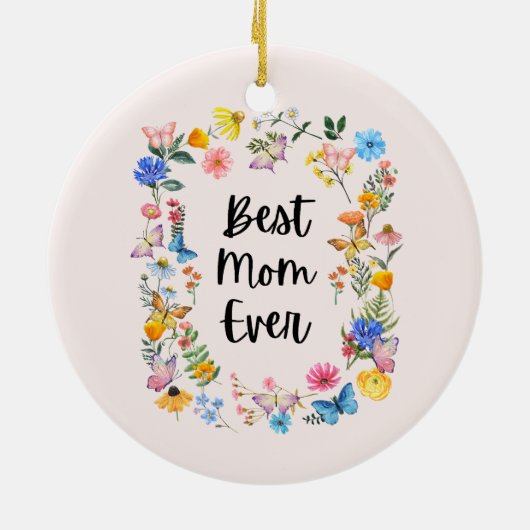 Beste mama ooit Wildbloemen Boho Moederdag Keramisch Ornament (Achterkant)