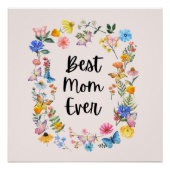 Beste mama ooit Wildbloemen Boho Moederdag Perfect Poster (Voorkant)