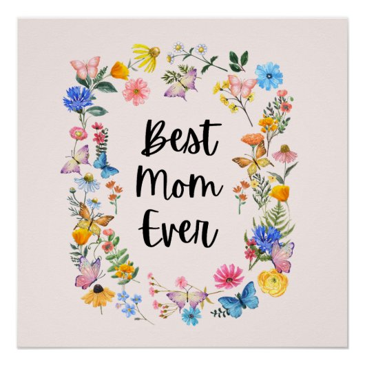 Beste mama ooit  Wildbloemen Boho Moederdag Perfect Poster (Voorkant)