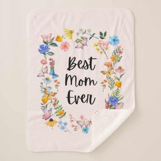 Beste mama ooit  Wildbloemen Boho Moederdag Sherpa Deken (Voorkant)