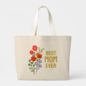 Beste mama ooit Wildbloemen Gold Typografie Grote Tote Bag (Achterkant)