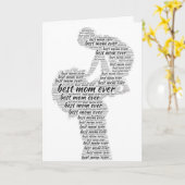 Beste mama ooit Word Art Moederdag Black White Kaart (Gele Bloem)