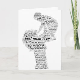 Beste mama ooit Word Art Moederdag Black White Kaart