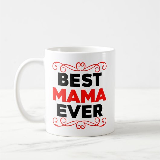 Beste mama ooit, zwart en rood koffiemok (Links)
