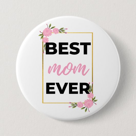 Beste mama ooit zwart ronde button 7,6 cm (Voorkant)