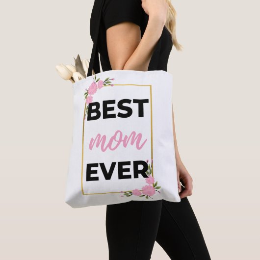 Beste mama ooit zwart tote bag (Dichtbij)