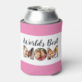 Beste Mama Quote Roze 3 Fotocollage Blikjeskoeler (Blikje Voorkant)