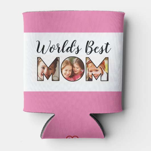 Beste Mama Quote Roze 3 Fotocollage Blikjeskoeler (Voorkant)