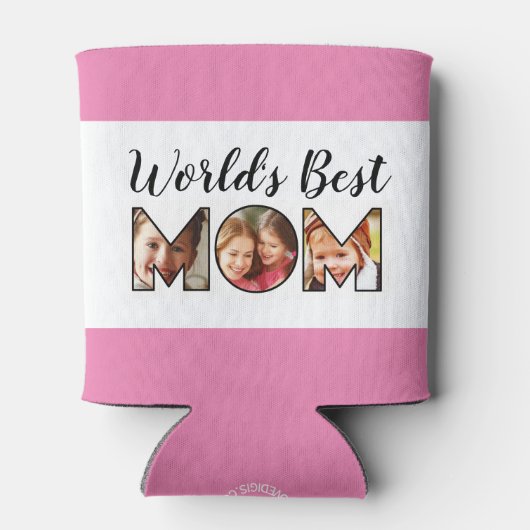 Beste Mama Quote Roze 3 Fotocollage Blikjeskoeler (Achterkant)