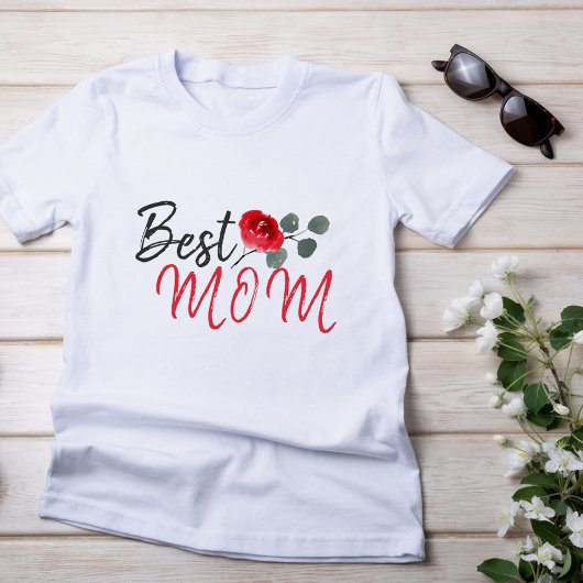 Beste mama Red Rose Waterverf Moederdag T-shirt