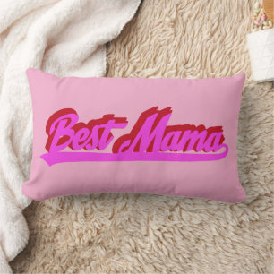 Beste Mama Retro Roze Rode Typografie Kussen