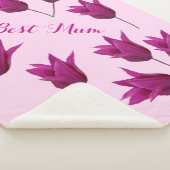 Beste Mama roze tulpen bloemenblij Moeders Sherpa Deken (3/4)