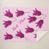 Beste Mama roze tulpen bloemenblij Moeders Sherpa Deken (Voorkant (horizontaal))