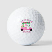 Beste Mama Roze Waterverf Winkelwagen Monogram Naa Golfballen (Voorkant)