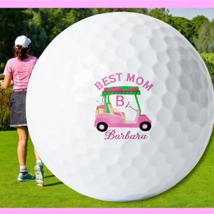 Beste Mama Roze Waterverf Winkelwagen Monogram Naa Golfballen