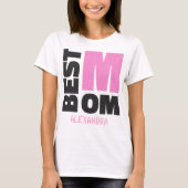Beste mama roze zwarte glitter-naam Gepersonalisee T-shirt (Voorkant)
