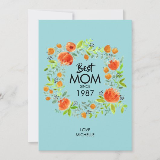Beste mama sinds Waterverf Floral Card (Voorkant)