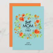 Beste mama sinds Waterverf Floral Card (Voorkant / Achterkant)