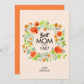 Beste mama sinds Waterverf Floral Card (Voorkant / Achterkant)