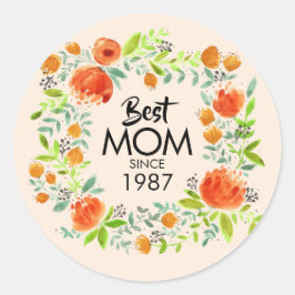 Beste mama sinds Waterverf Floral Stickers